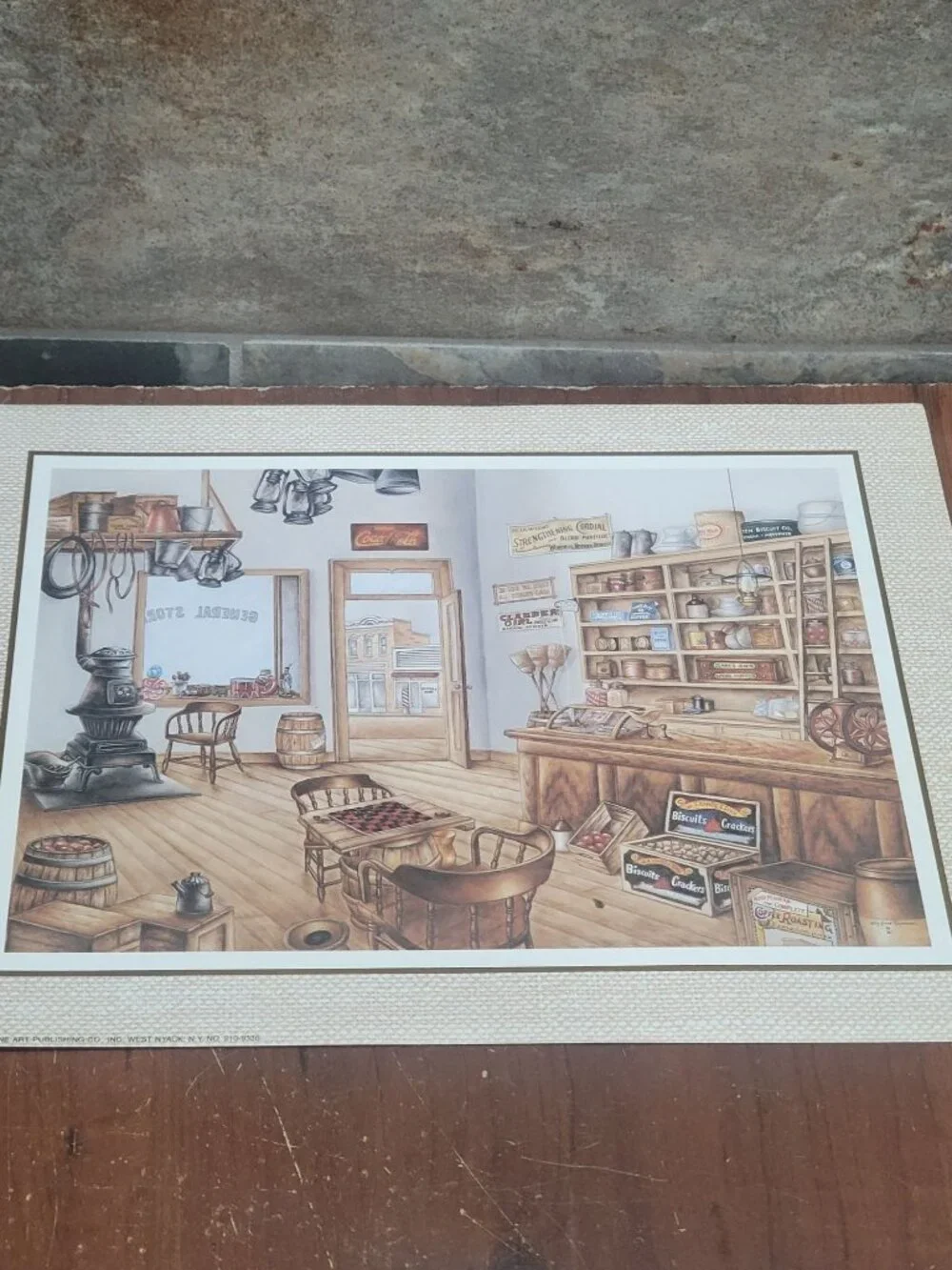 Vintage Unframed Country Store Interior Art Print Kay Lamb Shannon 1987